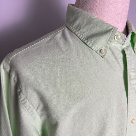 Ralph Lauren 100% Cotton Light Green Long Sleeve Button Down 17 36/37 Pony - Picture 5 of 13
